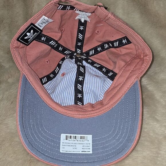 ADIDAS ORIGINALS RELAXED RAW PINK AND WHITE STRAPBACK HAT - NEW - Picture 6 of 6